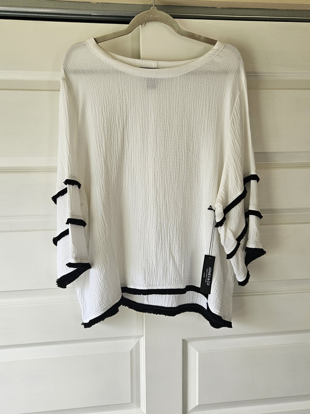 NWT Jones New York White Cotton Gauze Bell Sleeve Blouse 1X